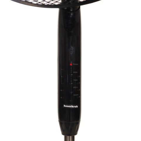 Wentylator podłogowy wiatrak stojący 5 łopatek mocny cichy timer pilot 3 tryby regulacja 45W czarny Bauerkraft