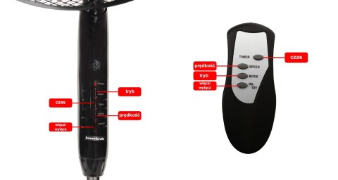 Wentylator podłogowy wiatrak stojący 5 łopatek mocny cichy timer pilot 3 tryby regulacja 45W czarny Bauerkraft