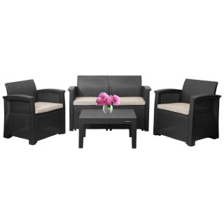 Zestaw mebli ogrodowych komplet technorattan sofa fotele stolik taras ogród