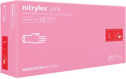 Rękawice Nitrylowe 100 sztuk / Różowe / Nitrylex Pink (XS 5-6)