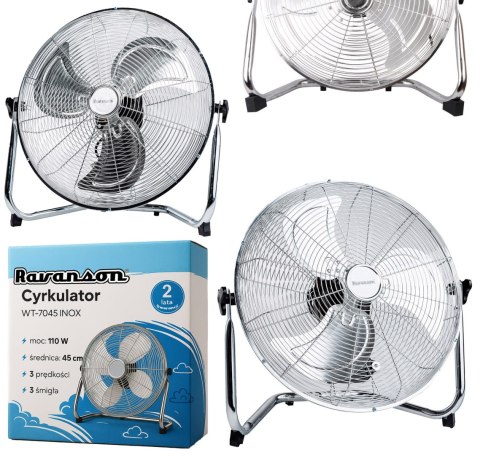 Wentylator podłogowy Ravanson WT-7045 INOX