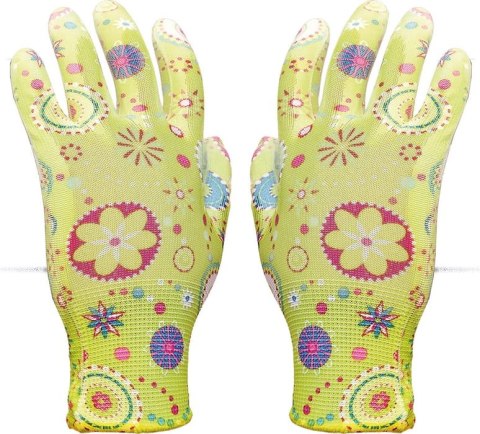 Rękawice ogrodowe / Kolorowe / RGARDEN-PU - 12 Par (9 - L)