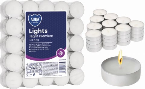 AURA Świece Lights Night Premium 8h 50 szt. pf30-50s