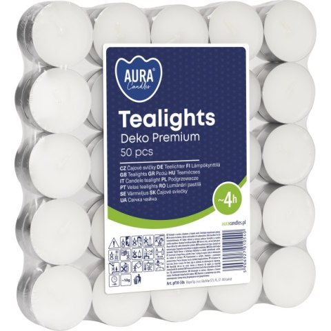 AURA Podgrzewacze Tealights Deko Premium 4h 50 szt. pf10-50s