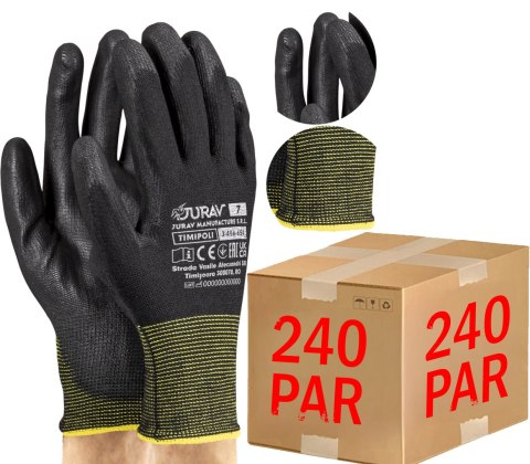 Rękawice Robocze Czarne J-TIMIPOLI_BB - 240 Par (9 - L)