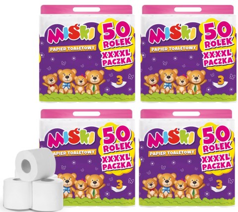 Papier toaletowy 50R MIŚKI 3W - 200 Rolek