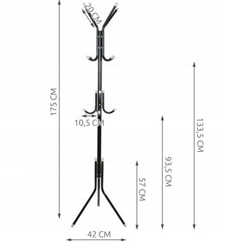 Wieszak Stojący Na Ubrania Czarny PAKO MAT-T-120