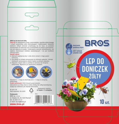 BROS - lep do doniczek żółty 10szt