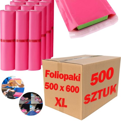Foliopaki Kurierskie Różowe XL 500x600mm - 500 szt.