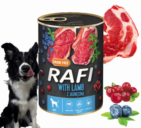 Karma Mokra Dla Psów RAFI z Jagnięciną, Borówką i Żurawiną 400g - 1 szt.