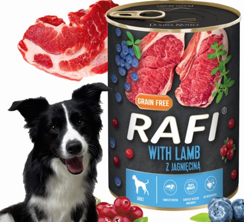 Karma Mokra Dla Psów RAFI z Jagnięciną, Borówką i Żurawiną 400g - 48 szt.