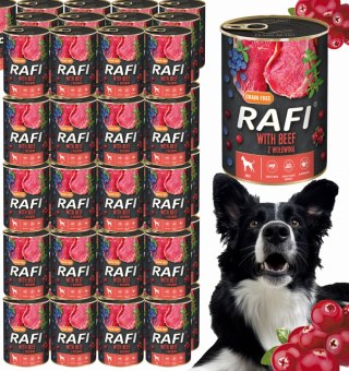 Karma Mokra Dla Psów RAFI z Wołowiną, Borówką i Żurawiną 400g - 48 szt.