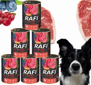 Karma Mokra Dla Psów RAFI z Wołowiną, Borówką i Żurawiną 400g - 6 szt.
