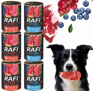 Zestaw 6x400g Karma Mokra Dla Psów RAFI MIX Smaków (Jagnięcina, Wołowina)