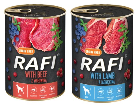 Zestaw 6x400g Karma Mokra Dla Psów RAFI MIX Smaków (Jagnięcina, Wołowina)