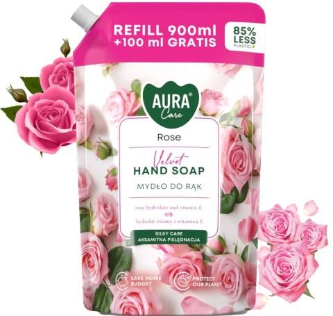 AURA Care Mydło Do Rąk Nawilżające Róża 1000 ml Uzupełniające AHS-002-001