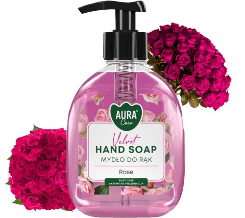 AURA Care Mydło Do Rąk Nawilżające Róża 300 ml Z Dozownikiem AHS-001-001