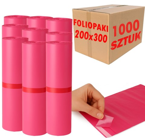 Foliopaki Kurierskie Różowe 200x300mm - 1000 szt.