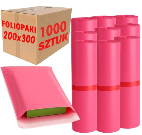 Foliopaki Kurierskie Różowe 200x300mm - 1000 szt.