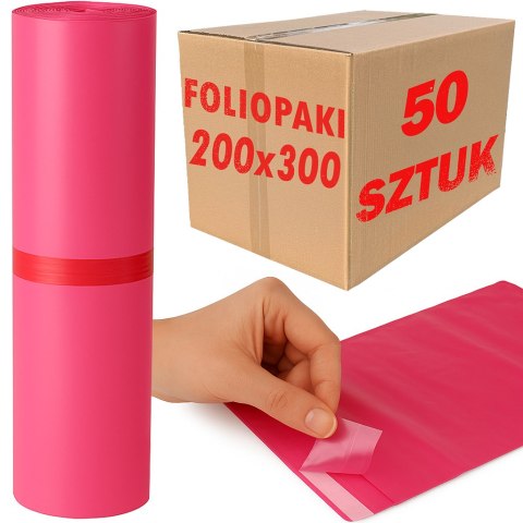 Foliopaki Kurierskie Różowe 200x300mm - 50 szt.