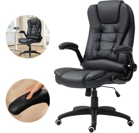 Fotel Biurowy Ze Składanymi Podłokietnikami i Funkcją Odchylania Czarny PAKO 921-731V81BK