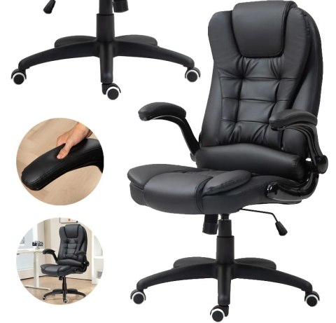 Fotel Biurowy Ze Składanymi Podłokietnikami i Funkcją Odchylania Czarny PAKO 921-731V81BK