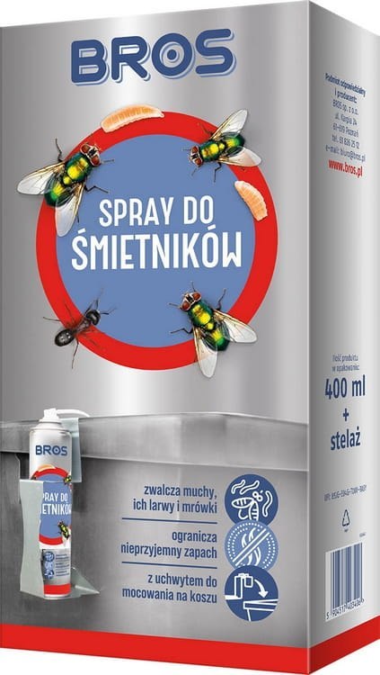 BROS - Spray Do Śmietników 400ml - Zestaw z Uchwytem
