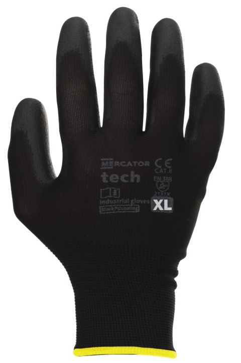 Rękawice Robocze MERCATOR Tech Black+Black PU - 1 Para (8 - M)