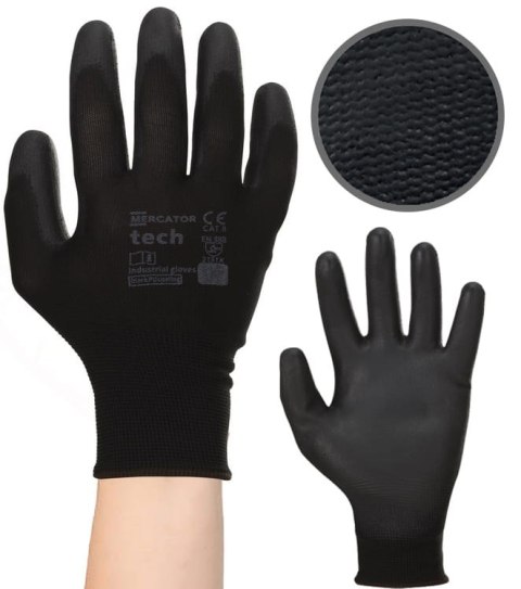 Rękawice Robocze MERCATOR Tech Black+Black PU - 1 Para (9 - L)