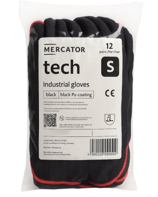 Rękawice Robocze MERCATOR Tech Black+Black PU - 12 Par (7 - S)