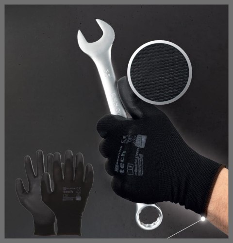 Rękawice Robocze MERCATOR Tech Black+Black PU - 120 Par (10 - XL)