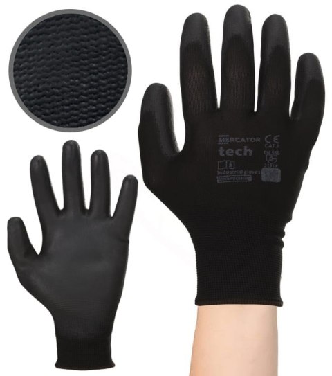 Rękawice Robocze MERCATOR Tech Black+Black PU - 120 Par (7 - S)