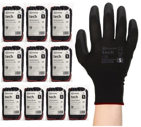 Rękawice Robocze MERCATOR Tech Black+Black PU - 120 Par (9 - L)