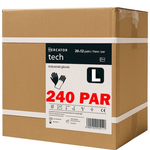 Rękawice Robocze MERCATOR Tech Black+Black PU - 240 Par (8 - M)