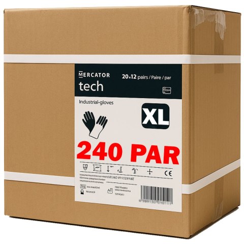 Rękawice Robocze MERCATOR Tech Black+Black PU - 240 Par (9 - L)