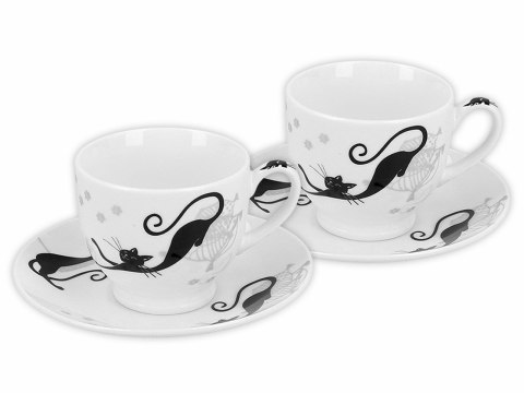 Kpl dwóch filiżanek ze spodkami espresso - Koci świat (CARMANI)