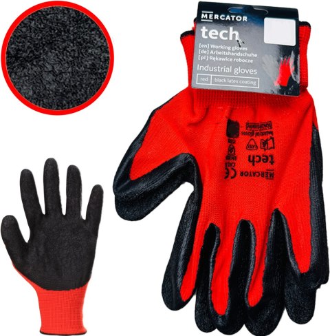 Rękawice Robocze MERCATOR Tech Red+Black Latex - 1 Para (10 - XL)