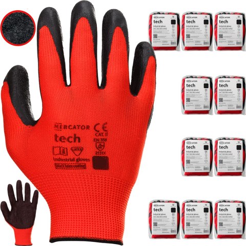 Rękawice Robocze MERCATOR Tech Red+Black Latex - 120 Par (9 - L)
