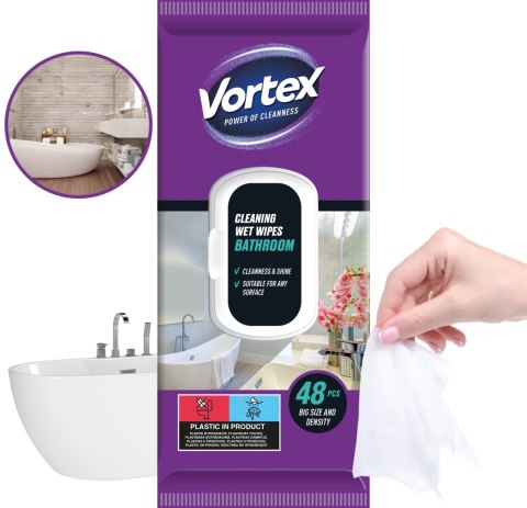 VORTEX Chusteczki nawilżane do łazienki, flip top, 48 sztuk