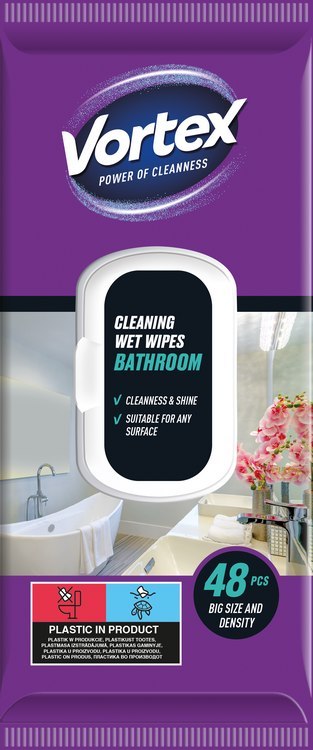 VORTEX Chusteczki nawilżane do łazienki, flip top, 48 sztuk