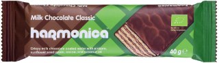 WAFELEK Z SAMOPSZY Z KREMEM MLECZNO - KAKAOWYM W POLEWIE Z CZEKOLADY MLECZNEJ BIO 40 g - HARMONICA