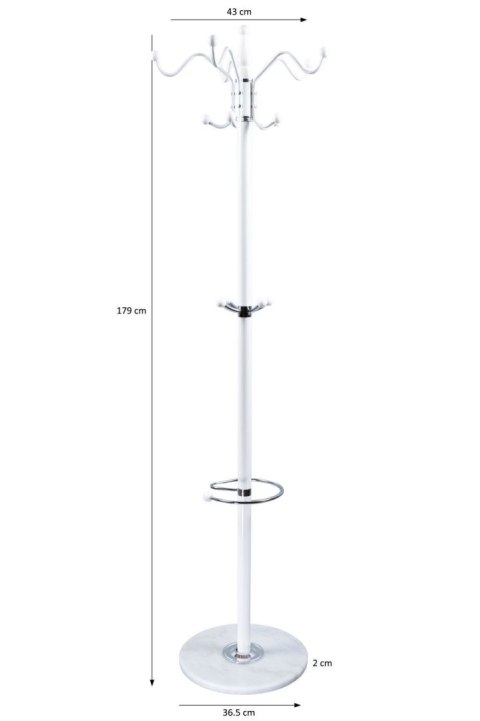 Nowoczesny podłogowy stojący obrotowy wieszak na ubrania marmurowa podstawa biały
