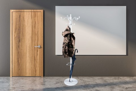 Nowoczesny podłogowy stojący obrotowy wieszak na ubrania marmurowa podstawa biały