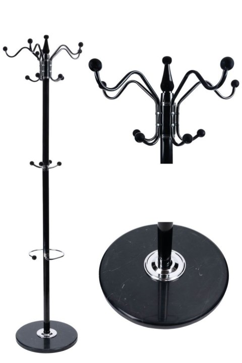 Nowoczesny podłogowy stojący obrotowy wieszak na ubrania marmurowa podstawa czarny