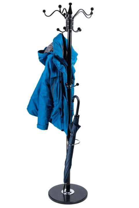 Nowoczesny podłogowy stojący obrotowy wieszak na ubrania marmurowa podstawa czarny