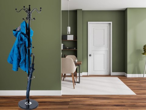 Nowoczesny podłogowy stojący obrotowy wieszak na ubrania marmurowa podstawa czarny