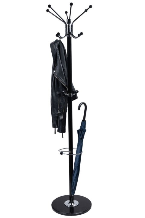 Podłogowy stojący obrotowy wieszak na ubrania marmurowa podstawa czarny