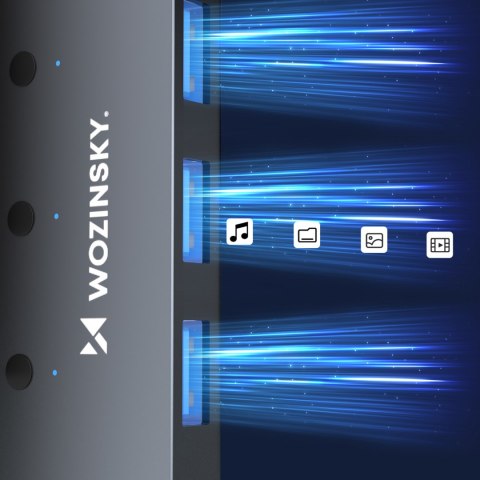 Hub rozdzielacz 4x USB-A z włącznikami aluminiowy - szary