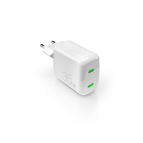 Ładowarka sieciowa 2xUSB-C GaN 35W MiniPro - biała