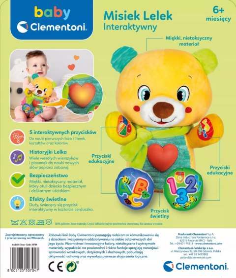 Clementoni baby maskotka miś interaktywna Misiek Lelek 50704